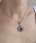 Amethyst Lotus Flower Pendant Necklace