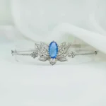34775969_large.webp Filigree Art Silver Blue Quartz Gemstone Lotus Flower Design Woman Link Bracelet