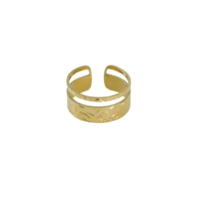 Elegant Double Band Gold Accent Ring - Adjustable Hammered Design