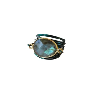 Torrey Wire Wrap Ring in Green with Labradorite Gemstone