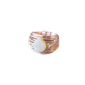 Torrey Wire Wrap Ring in Rose Gold with White Druzy