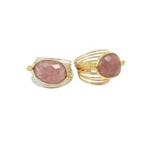 Torrey Wire Wrap Ring with Cherry Quartz Gemstone Available in 4 Metal Choices