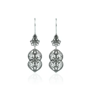 Elegant Filigree Paisley Sterling Silver Dangle Drop Earrings for Women | Vintage-Inspired Artistry, Perfect Gift for Special Occasions