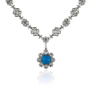 Elegant Turquoise Gemstone Silver Choker Necklace - Perfect Gift for Women