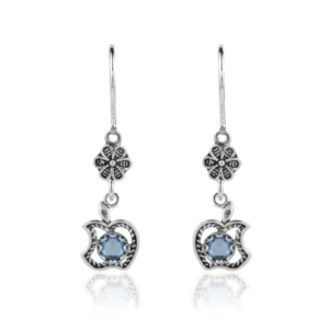 Filigree Art Apple Design Gemstone Silver Dangle Earrings | Handcrafted Jewelry