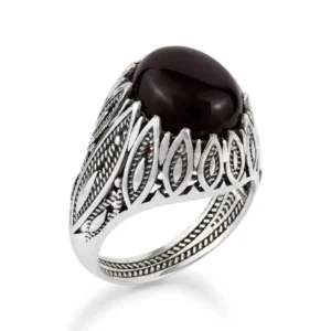 Filigree Art Black Onyx Gemstone Women Silver Statement Ring - Elegant and Unique Jewelry