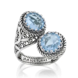 925 Sterling Silver Women's Bypass Ring with Sky Blue Topaz Gemstone - Perfect for Any Occasion