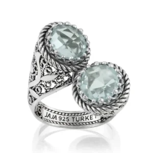 925 Sterling Silver Women's Bypass Ring with Prasiolite Gemstone - Perfect for Any Occasion
