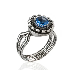 Blue Quartz Gemstone Sterling Silver Women Cocktail Ring - Elegant and Unique Design