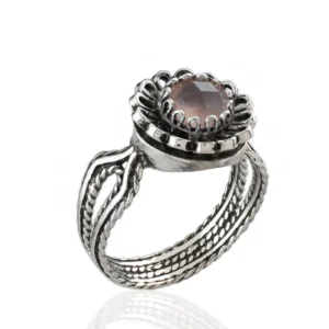 Pink Chalcedony Gemstone Sterling Silver Women Cocktail Ring - Elegant Design