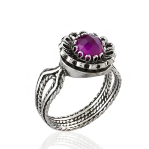 Ruby Corundum Gemstone Sterling Silver Women Cocktail Ring