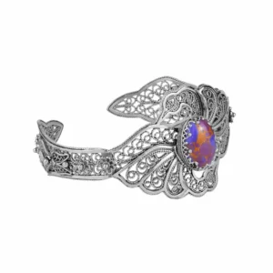 Exquisite Filigree Art Mojave Turquoise Gemstone Double Swan Womens Silver Cuff Bracelet
