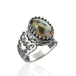 Alexandrite Gemstone Double Heart Filigree Art 925 Sterling Silver - Color Changing Gemstone Ring Ring