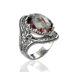 Alexandrite Gemstone Filigree Art Woman Silver Statement Ring - Color Changing Gemstone Ring