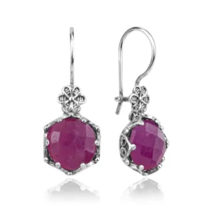 Filigree Art Ruby Corundum Gemstone Women Sterling Silver Drop Earrings | Elegant and Timeless Design