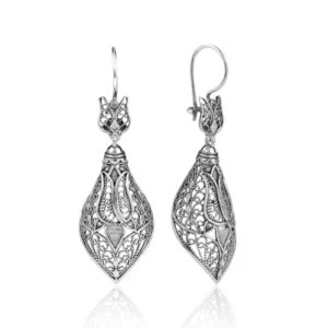 Filigree Art Tulip Women Sterling Silver Dangle Drop Earrings Elegant & Versatile